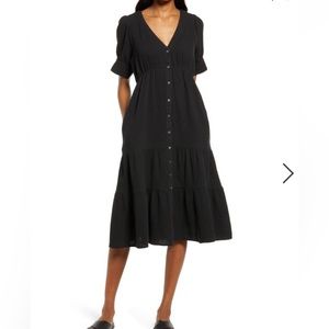 Madewell Lightspun Tiered Button Front Midi Dress Size 4